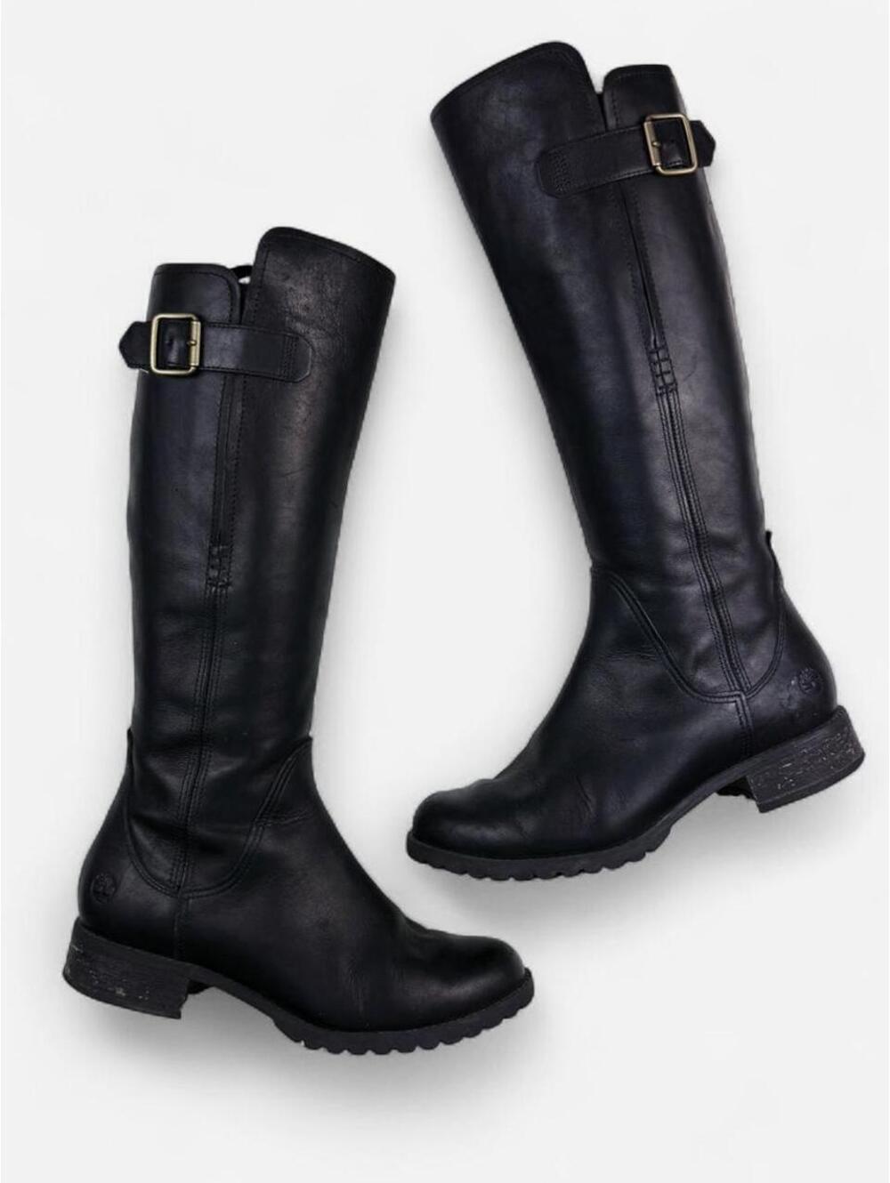 Timberland Black Leather Tall Riding Boots